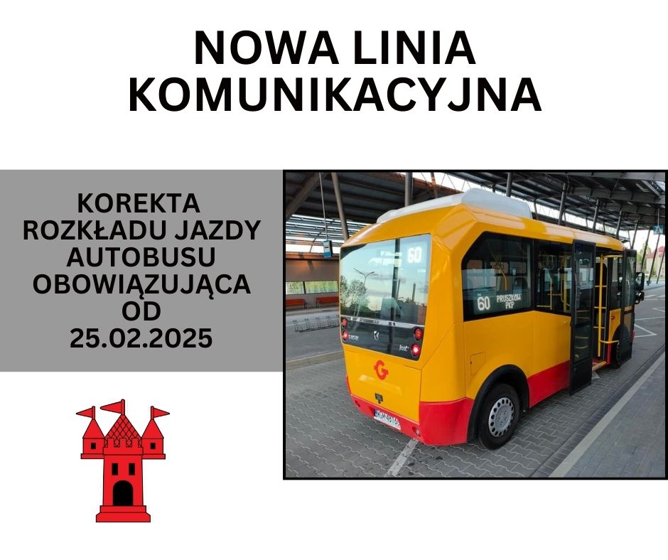 Grafika informująca o zmianie rozkładu jazdy autobusu nowej linii komunikacyjnej